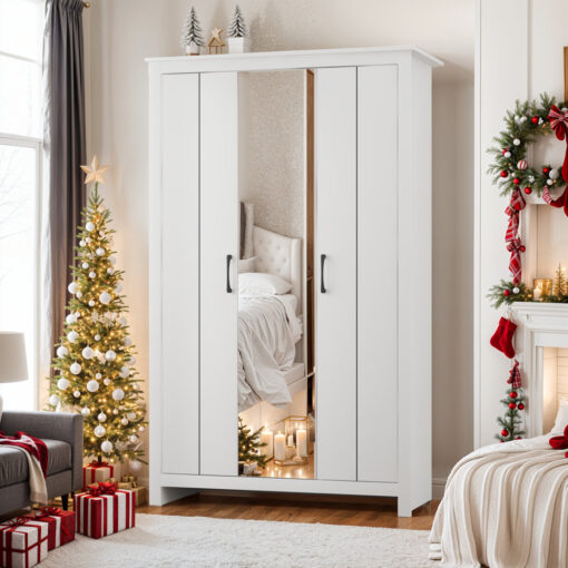 Limestone Betros 3 Door Wardrobe with Mirror