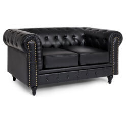 Marauder 160cm Leather Match Scroll Arms Chesterfield Sofa