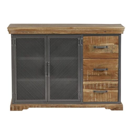 Metropolis Industrial Large Sideboard - Metal/Acacia Solid Wood - L45 x W125 x H90 cm