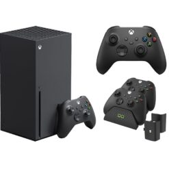 Microsoft Xbox Series X, Additional Black Controller & VS2881 Xbox Series X/S & Xbox One Twin Docking Station (Black) Bundle, Black