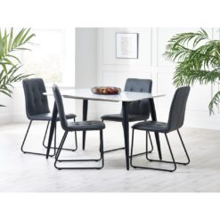 Milano Rectangular Dining Table And 4 X Kasari Tan Dining Chair Set