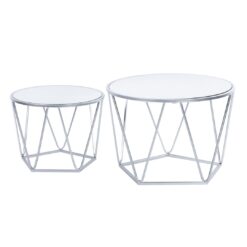 Mirror-metal Set 2 Tables 60x60x41-50x50x38 Cm