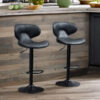 Misk 2-Piece 360-Swivel Adjustable Height Stool With Back & Footrest Kitchen Living Room Furniture