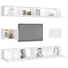 Modern 6-Piece TV Cabinet Set | White Finish Engineered Wood