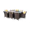 Modern Furniture Direct - Savannah Fire Pit 8 Seater Rectangle Rattan Dining Set - Brown