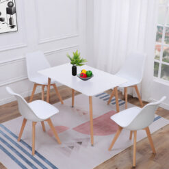 Modern Rectangle Dining Table Set(5PCS), White