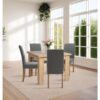 Newquay Oak Dining Table and Chairs Set of 4, Flip Top Extending Table & Upholstered Fabric Grey Chairs, Folding Table & Kitchen Chairs, Dining Room