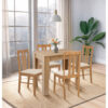 Newquay Oak Fix Top Square Table With 4 Light Oak Slat Back Wooden Chairs