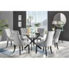 Novara Black Leg 120Cm Round Glass Dining Table & 6 Black Belgravia Black Leg Chairs