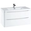 Orbit Contour Wall Hung 2-Drawer Vanity Unit with Basin 900mm Wide - Gloss White