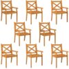 Outdoor Dining Chairs 8 pcs Solid Wood Acacia Vidaxl