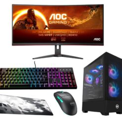 Pcspecialist Flux 330 Gaming PC, Monitor, Keyboard, Mouse & Gaming Surface Bundle - Intel® Core™ i7, RTX 4070, 1 TB SSD, Black