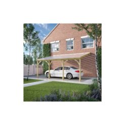 Polycarbonate Roof Car Port 4 Post - Wood - L350 x W650 cm - Light Green