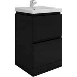 Rak Resort Floor Standing 2-Drawer Vanity Unit with Basin 550mm Wide - Matt Black