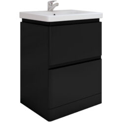 Rak Resort Floor Standing 2-Drawer Vanity Unit with Basin 650mm Wide - Matt Black