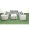 Rattan Garden Outdoor Furniture Set 11 Seater Garden Sofa Coffee Table Set with 2 Small Footstool 2 Side Tables Light Grey Mixed - Fimous