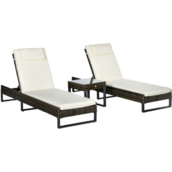 Rattan Sun Lounger Set w/ Cushions - Outsunny