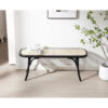 Rattan bench with wooden legs,