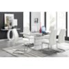 Renne Modern High Gloss Extendable Dining Table Set With 8 Upholstered Faux Leather Dining Chairs