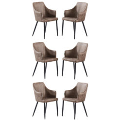 Set Of 6 Maramec Upholstered Dining Chair | Armchair | Metal Legs