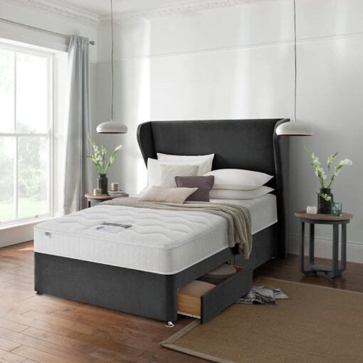 Silentnight Double Memory 2 Drawer Divan Bed - Charcoal