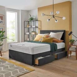 Silentnight Travis Small Double 4 Drawer Divan Bed- Charcoal