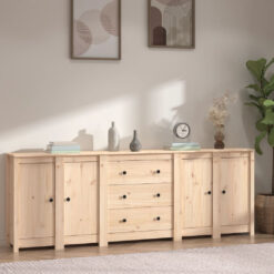 Solid Pine Wood Sideboard 230X35x80 Cm - Durable Storage Furniture