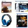 Sony PlayStation 5 Fortnite Cobalt Star Bundle (Model Group - Slim), Wreckfest, Call of Duty: Black Ops 6 & Logitech G535 LIGHTSPEED Wireless Gaming Headset, White