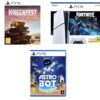 Sony PlayStation 5 Fortnite Cobalt Star Bundle (Model Group - Slim), Wreckfest & Astro Bot, White