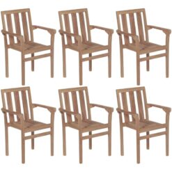 Stackable Garden Chairs 6 pcs Solid Teak Wood Vidaxl