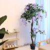 TEMU 120cm Decoration Fake Potted Plant Imitation Purple Simulation Plant Simulation Simulation And Decoration Purple Suitable For Decoration