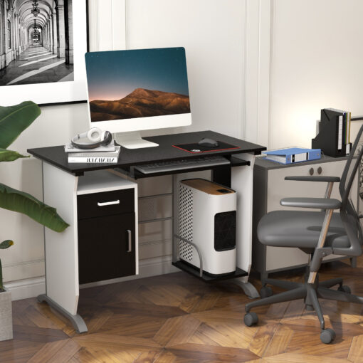 TEMU Computer Desk With Sliding Keyboard Tray, Storage Drawers And Host Box Shelf, Home Office Desk, Study Workstation, 100 X 52 X 75cm