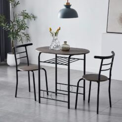 TEMU Mcc Direct Set Metal Wood Effect Kitchen Table Dining Chairs Barley