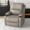 TEMU Microfibre Recliner Armchair, With Adjustable Leg Rest, Cup Holder, For Room, Brown