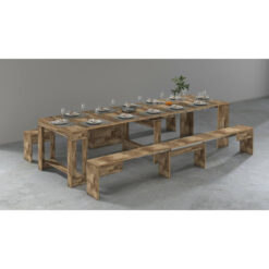 Table and chair set Dadamoni, Set with console and 2 extendable benches, 66x25h45 cm