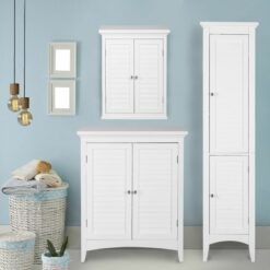 Teamson Home - Bathroom Cabinet Cupboard Unit Set 3 pcs White elg-fsetw