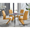 Tierra Modern Glass & Metal Extendable Dining Table Set & 4 Luxury Faux Leather Dining Chairs