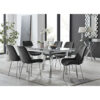 Tierra Modern Glass & Metal Extendable Dining Table Set & 4 Luxury Upholstered Velvet Dining Chairs