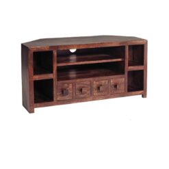 Toko Dark Mango Corner tv Unit - Solid Mango Wood - L45 x W110 x H55 cm