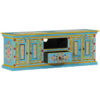 Tv Cabinet Blue 110x30x40 cm Solid Wood Mango Vidaxl Blue