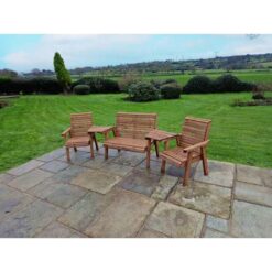 Valley 4 Seat Set 1X2B 2XC Angled Tray - Timber - L100 x W310 x H95 cm - Garden Furniture - Fully Assembled