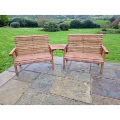 Valley 4 Seat Set 2X2B Angled Tray - Timber - L100 x W280 x H95 cm - Garden Furniture - Fully Assembled