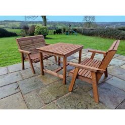 Valley 4 Seat Set 2X2B Table - Timber - L99 x W113 x H95 cm - Garden Furniture - Minimal Assembly Required