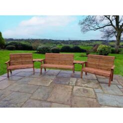 Valley 7 Seat Set 1X3B 2 x 2B Angled Tray - Timber - L100 x W360 x H95 cm - Garden Furniture - Fully Assembled