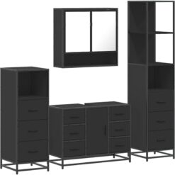 Vidaxl - 4 Piece Bathroom Furniture Set Black Engineered Wood