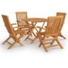 Vidaxl - 5 Piece Garden Dining Set Solid Teak Wood