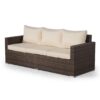 Villatoro Brown Rattan 3 Seat Sofa + 2 X Armchairs & Ice Bucket Rectangle Coffee Table, Outdoor Patio Garden Furniture