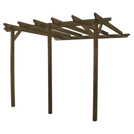 Wall Mounted Garden Pergola 3 Posts - Wood - L240 x W780 x H270 cm - Light Green