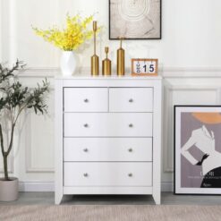 White Chest of Drawers with 2+3 Drawers Storage Unit Cabinet Cupboard Sideboard Bedroom Furniture,79x40x95cm(WxDxH) - Furniture Hmd