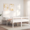 White Solid Wood Senior Bed 140X200 Cm (Mattress Not Included)